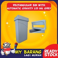 Rectangular Bin With Automatic Gravity Lid 80L Grey