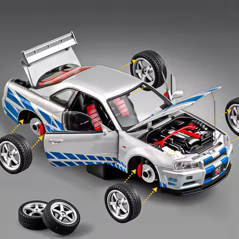 1:18 Nissan GTR R34 Skyline S15 LBWK Alloy Car Model Home Decoration & Collectibles Hobby Display Or