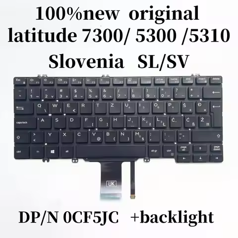 100%NEW original Slovenia SL SV For DELL Latitude 7300 5300 5310 2in1 keyboard with backlight CF5JC 
