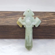 天然黃翡耶穌基督 十字架吊墜 | 天然緬甸玉A貨翡翠