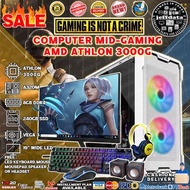 Computer Gaming AMD ATHLON 3000G 8gb 240gb ssd 19wide LED Monitor terminator case 3pcs fan headset