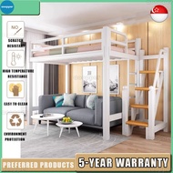 Double-deck Bed with Double Upper Floor Lower Loft Multifunctional Iron Bed Frame