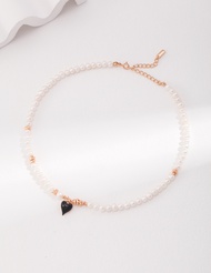 IRIS ORIGINAL DESIGN VINTAGE 100% SLIVER series | Black agate heart necklace | D0422 เครื่องประดับ สร้อยคอ ทอง18K