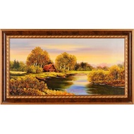 Dawn amber painting on the river