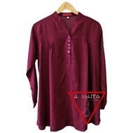 MERAH Plain rayon marun blouse Plain rayon blouse jumbo plain blouse Plain maroon rayon blouse lasen