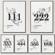 444 777 Angel Number Poster Print Canvas Painting Lucky Number Energy Spiritual Wall Art Picture for