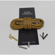 Round Shoelace Yellow Brown Pattern - Aglets Metal Crudlaces