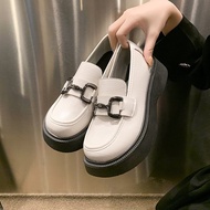 Women's height-increasing thick-soled lofers shoes, British style, patent leather, flattering women'