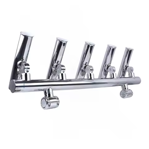 STLF 5 Tubes 304 Stainless Steel Fishing Rod Holders Angle Adjustable Console Boat T-Top Rocket Laun