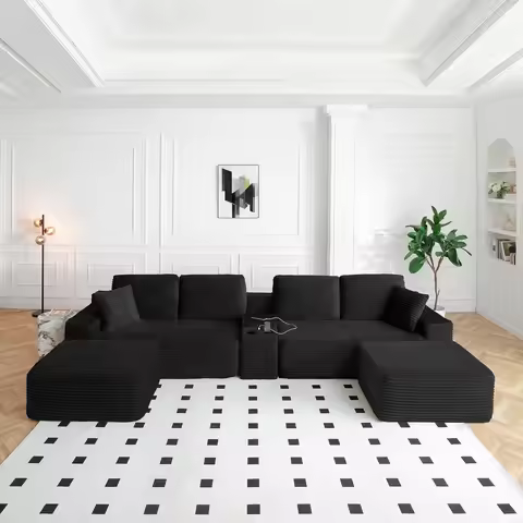 150 Inch Modular Sectional Sofa Couch, Oversized Modern Cloud Couch for Living Room, U Shape Couches