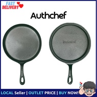 Authchef Iron Griddle Cast Pan with Easy-Grip Handle, 24CM