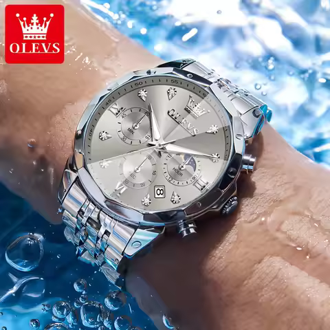 OLEVS Men's watch luxury Classic Watch Quartz WristWatches for men Stainless Steel watch Waterproof 