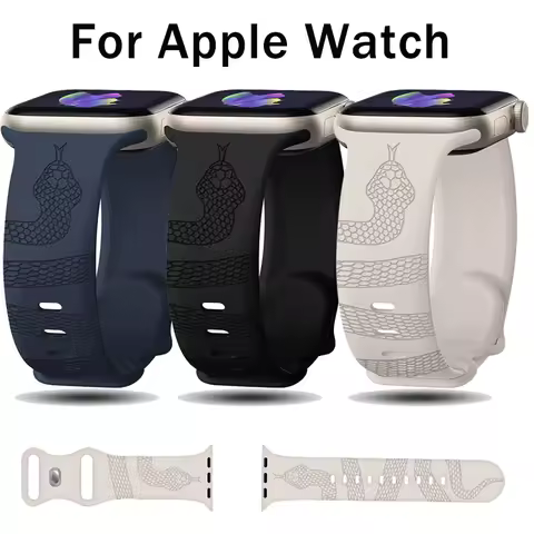 Korea Engraved Snake Silicone Band For Apple Watch 42mm 46mm 49mm 41 45 40 38 Band For Watch S10 9 8