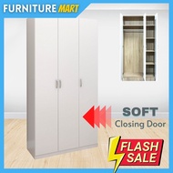 Furniture Mart ESCOT 3 door wardrobe / almari baju 3 pintu / almari baju murah / almari baju kayu / wardrobe ikea