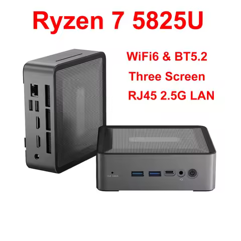 SZBOX U58 Ryzen 7 5825U MINI PC DDR4 3200MHz Wifi6 BT5.2 USB-C Three Screen RJ45 2.5G 1000M LAN Offi