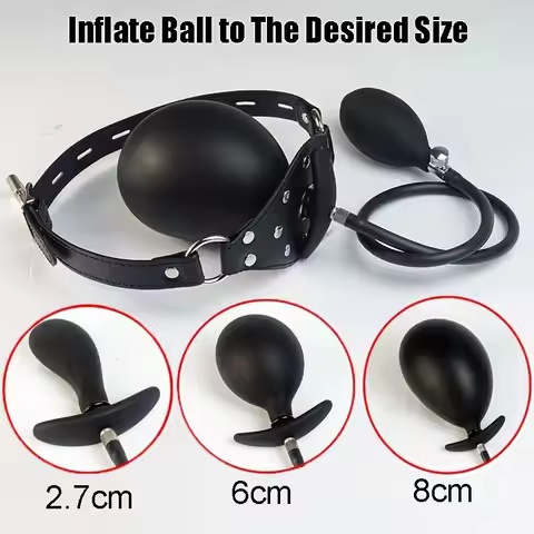 Inflatable Mouth Gag Ball Pump Adjustable Training Game Retraint