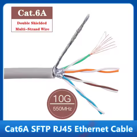10/25/50m 10G High Speed SFTP Cat6A Ethernet Cable RJ45 Double Shielded Multi-Strand Lan internet Ca