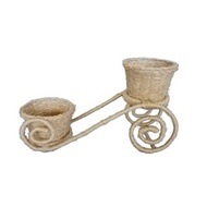 woven basket s - shape wheel planters with jute rope for home decor