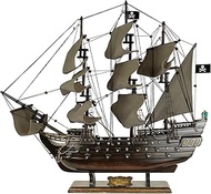 SAILINGSTORY Wooden Pirate Ship Model Black Pearl Sailing Ship Sailboat Decor 20.5" Antique Sails