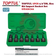 TOPTUL 7PCS 1/2"DR. Hex Bit Impact Socket Set GDAI0702
