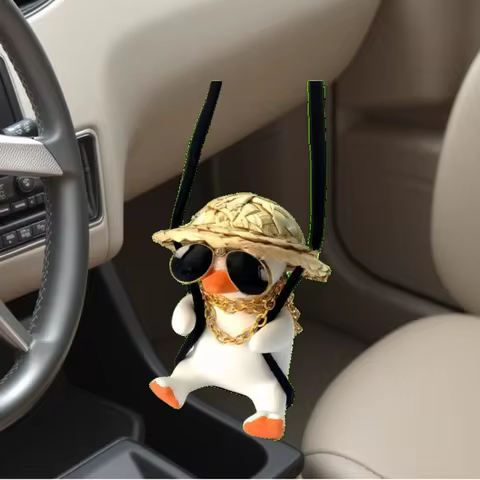 1pc Car Accessories Adorable Duck Rearview Mirror Ornament Creative Duck Decorative Item Cute Car Ac