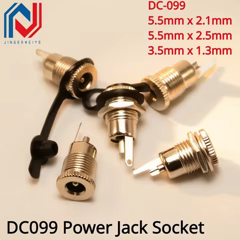 5Pcs DC-099 5.5mmx2.1mm 5.5x2.5mm 3.5x1.3mm DC Power Jack Socket DC099 Female Panel Mount Connector 