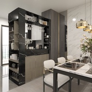 SB Design Square KUCHE เคาน์เตอร์บาร์ ขนาด 140 ซม. รุ่น Lana สีดำลายหิน (ชั้นวางฝั่งซ้าย) (140x70x22