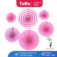 Pink paper fan/ decorative paper fan/ decorative paper/ party decoration/ paper fan flower set/