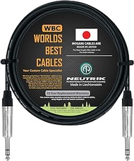 WORLDS BEST CABLES 6 Foot - Balanced TRS Patch Cable Custom Made Using Mogami 2549 (Black) Wire and Neutrik NP3X TRS Stereo Plugs