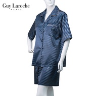 **สีใหม่มาแล้ว**   ชุดนอน Guy Laroche (เสื้อ+กางเกงขาสั้น)  GV3836 ผ้าซาติน พิมพ์ลาย DOT แต่งกุ้นสีพื้น เกรดพรีเมี่ยม นุ่ม ลื่น
