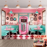 50s Soda Shop Theme Party Photography Background Retro Pastel Diner Photo Backdrop Banner 1950s Amer