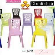 12 unit unit 3V High Quality Stackable Dining Plastic Chair kerusi plastik bangku plastic  Ez-701