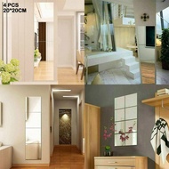 【COLORFUL】Mirror Tile Wall Sticker Acrylic Wall-mounted 4x20cm Bathroom Decoration