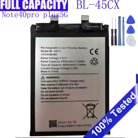 New High quality batteries For Infinix Note 40 Pro plus 5G BL-45CX mobile phone battery Bateria + Fr