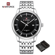 นาฬิกา NAVIFORCE สำหรับผู้ชายขายดีของแท้2023ใหม่ปฏิทินสแตนเลสแบบสบายๆกันน้ำนาฬิกาควอตซ์ผู้ชายส่องสว่างแนวธุรกิจ