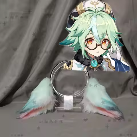 Game Impact Cosplay Sucrose Ears Headband Anime Party Costume Gradient Green Ear Plush Hairband Girl