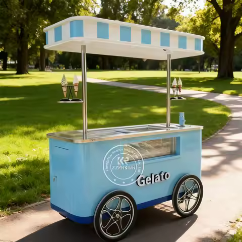 Portable Custom Outdoor Food Cart Ice Cream Display Cabinet Freezer Refrigerator Gelato Popsicle Ice
