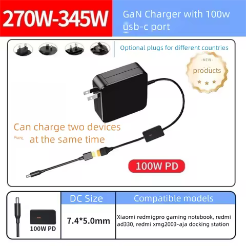 330W 19.5V 16.9A GaN Laptop Charger For DELL Alienware M17 M18X X17 X51 Area-51m G15 G16 5530 7630 N