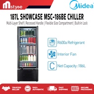 Midea 187L Showcase Chiller / Upright Showcase / Display Chiller MSC186BE MSC-186BE  Easy to Clean I