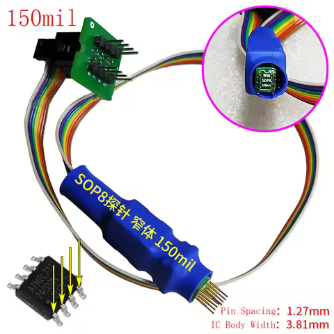 SOIC8 SOP8 Test Clip Probe Line 1.27MM Spacing For EEPROM 93CXX/25CXX/24CXX Circuit Programming On U