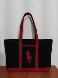 美國 Polo Ralph Lauren 刺繡 大馬球 logo 帆布 手提包 托特包 側背包