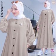 Sharena Midi Dress Crinkle Airflow / Gamis Terbaru Lebaran 2023 / Gamis Crinkle Airflow Wanita Dewas