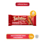 Delfi Twister Wafer Roll Thin Strawberry 15 g - 6 pcs