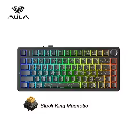 AULA F75HE Mechanical Keyboard Magnetic Switch 75% 80 Keycaps 8K Polling Rate Tri-mode RGB Hot Swap