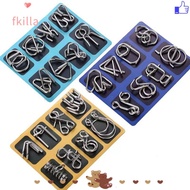 FKILLA1 Set of 8pcs Iron Link Unlock Interlock Game, Disassembly Assembly Metal Wire Puzzle, Vintage