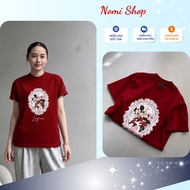 Red women's t-shirt with high quality prints, cool 2-way stretch cotton t-shirt, summer CP_21277
