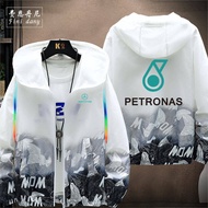 Mercedes AMG Petronas F1 Team Hooded Sun Protection Jacket Mens Casual Outerwear Trendy Leisure Yout