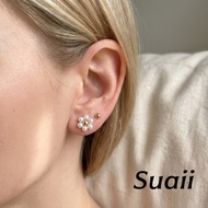 [Custom] Multipurpose brass imitation pearl flower earrings, everyday ear accessories E873