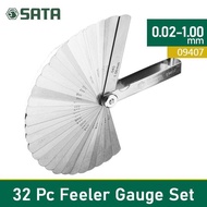 Sata Tools Valve Adjustment Wrench Feller Gauges Set 32 Pcs 09407 0.02-1.00Mm Polished Steel