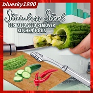 Stainless Steel Pepper Seed Remover Chilli, Bell Pepper Corer Tool Remover with Serrated Edges to Ea